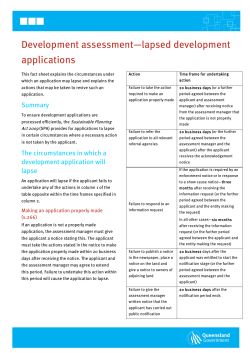 lapsed development applications - Department of Infrastructure