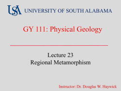 GY 111: Physical Geology - University of South Alabama