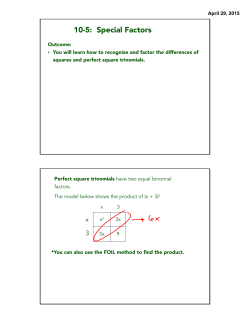 10-5: Special Factors