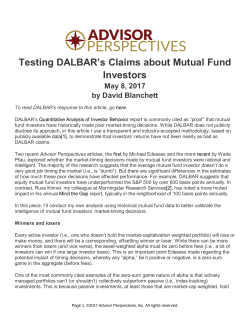 Testing DALBAR`s Claims about Mutual Fund Investors
