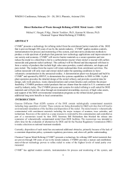 Direct Reduction of Waste through Refining of DOE Metal Assets