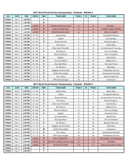 2017 World Pond Hockey Championship - Schedule