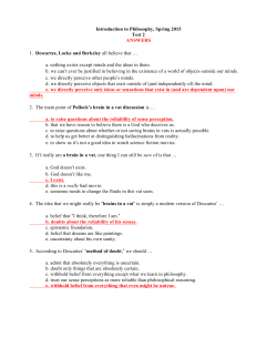 Introduction to Philosophy, Spring 2015 Test 2 ANSWERS 1