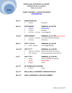 Student Week at a Glance - Portland Adventist Academy