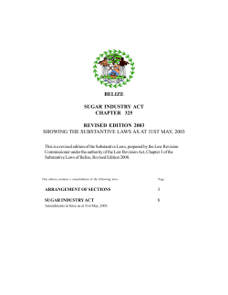 BELIZE SUGAR INDUSTRY ACT CHAPTER 325 REVISED EDITION
