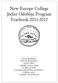 New Europe College Ştefan Odobleja Program Yearbook 2011-2012