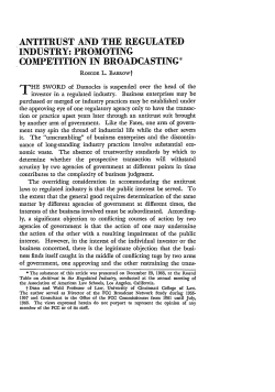 Antitrust and the Regulated Industry