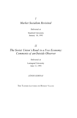 I Market Socialism Revisited II The Soviet Union`s Road to a Free