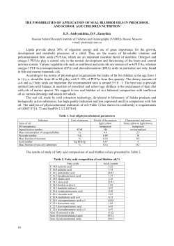 THE POSSIBILITIES OF APPLICATION OF SEAL BLUBBER OILS IN