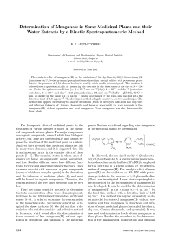 Determination of Manganese in Some Medicinal Plants and their