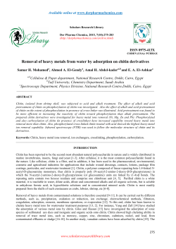 Removal of heavy metals from water by adsorption on chitin