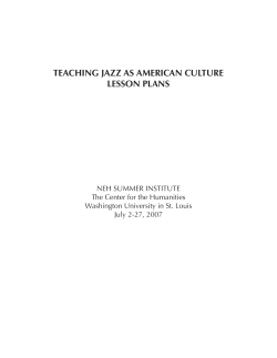 TEACHING JAZZ AS AMERICAN CULTURE LESSON PLANS
