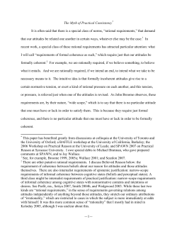 1— The Myth of Practical Consistency* It is often said that there is a