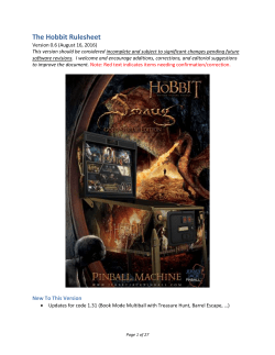 The Hobbit Rulesheet