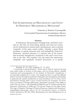 The Intertwining of Multiplicity and Unity In Dionysius` Metaphysical