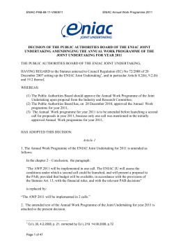 decision of the public authorities board of the eniac joint undertaking