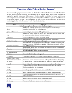 Timetable of the Federal Budget Process*