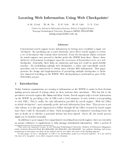 Locating Web Information Using Web Checkpoints