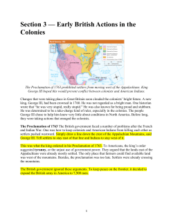 Section 3 — Early British Actions in the Colonies