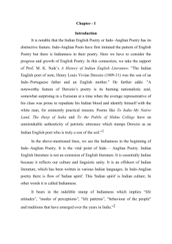 Chapter - I Introduction It is notable that the Indian English Poetry or