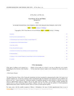 No More Weighting: One Person, One Vote