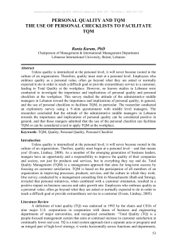 personal quality and tqm the use of personal checklists to facilitate tqm