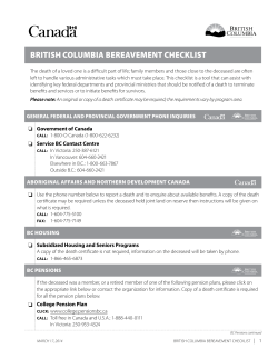 British Columbia Bereavement Checklist