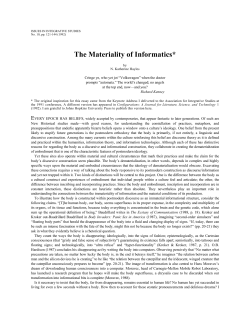 The Materiality of Informatics