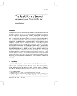 The Sensibility and Sense of International Criminal Law