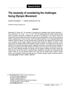 The necessity of considering the challenges facing Olympic Movement
