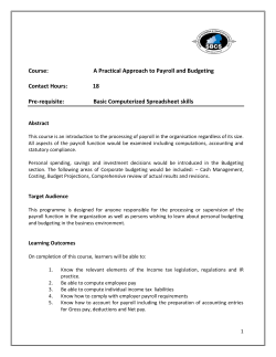 A Practical Approach to Payroll and Budgeting Contact Hours