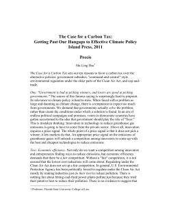 The Case for a Carbon Tax: Getting Past Our Hangups to Effective