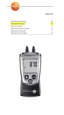 Testo 510 differential pressure meter manual