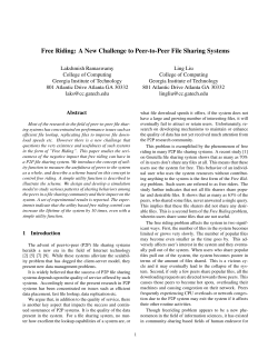 Free Riding: A New Challenge to Peer-to