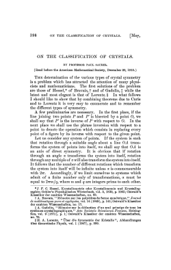 ON THE CLASSIFICATION OF CRYSTALS. THE determination of