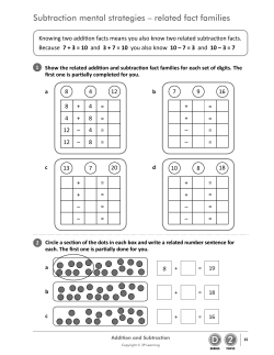 Subtraction mental strategies – related fact families