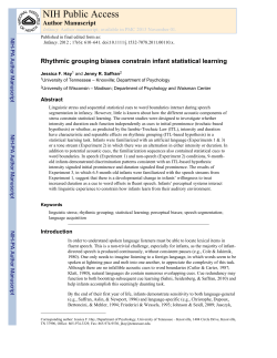 NIH Public Access - Infant Language and Perceptual Learning Lab