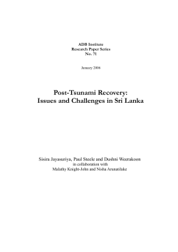 Post-Tsunami Recovery: Issues and Challenges in Sri Lanka