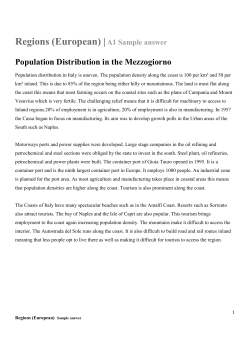 Population Distribution in The Mezzogiorno