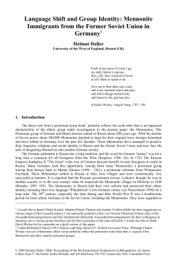 Language Shift and Group Identity: Mennonite Immigrants from the