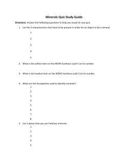Minerals Quiz Study Guide