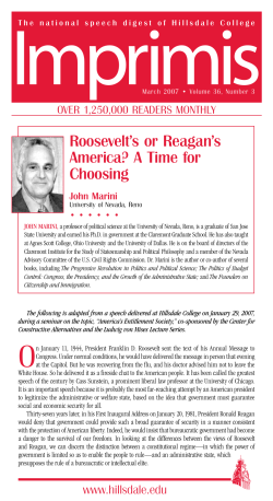 Roosevelt`s or Reagan`s America? A Time for Choosing