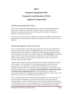 NBGC Kangaroo Management Plan Frequently Asked Questions