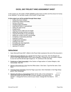 09. Excel 2007 Project 9 Assignment (Pizza Order) Online