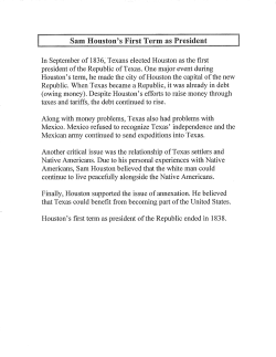 Sam Houston`s First Term as President