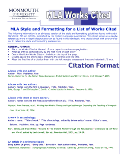 MLA Style and Formatting for a List of Works Cited