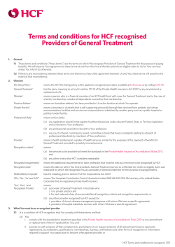 HCF Provider Terms and Conditions