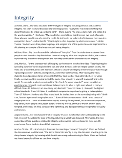 Integrity - Franklin Academy