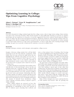 Optimizing Learning in College: Tips From