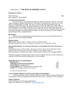 HIST/ASIA 277 THE RISE OF MODERN JAPAN